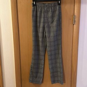 John Galt Brandy Melville Plaid Pull On Straight Leg Pants Gray One Size